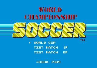 World Cup Italia '90 title screen for Sega Mega Drive